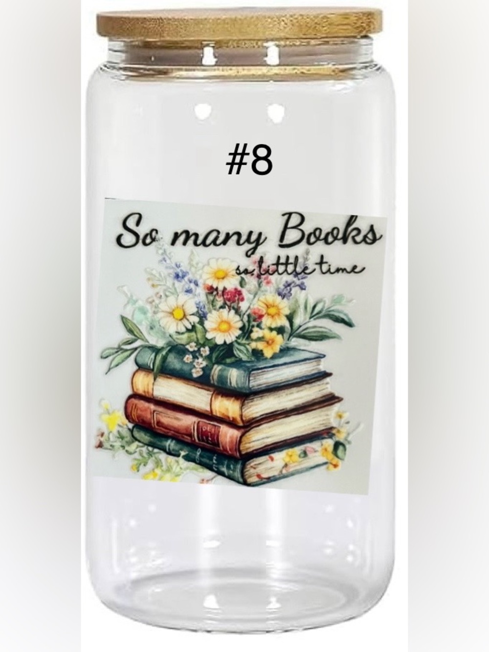 *Buy Now* book lovers cups 16 ounce glass tumbler straw and bamboo lid - Picture 8 of 15